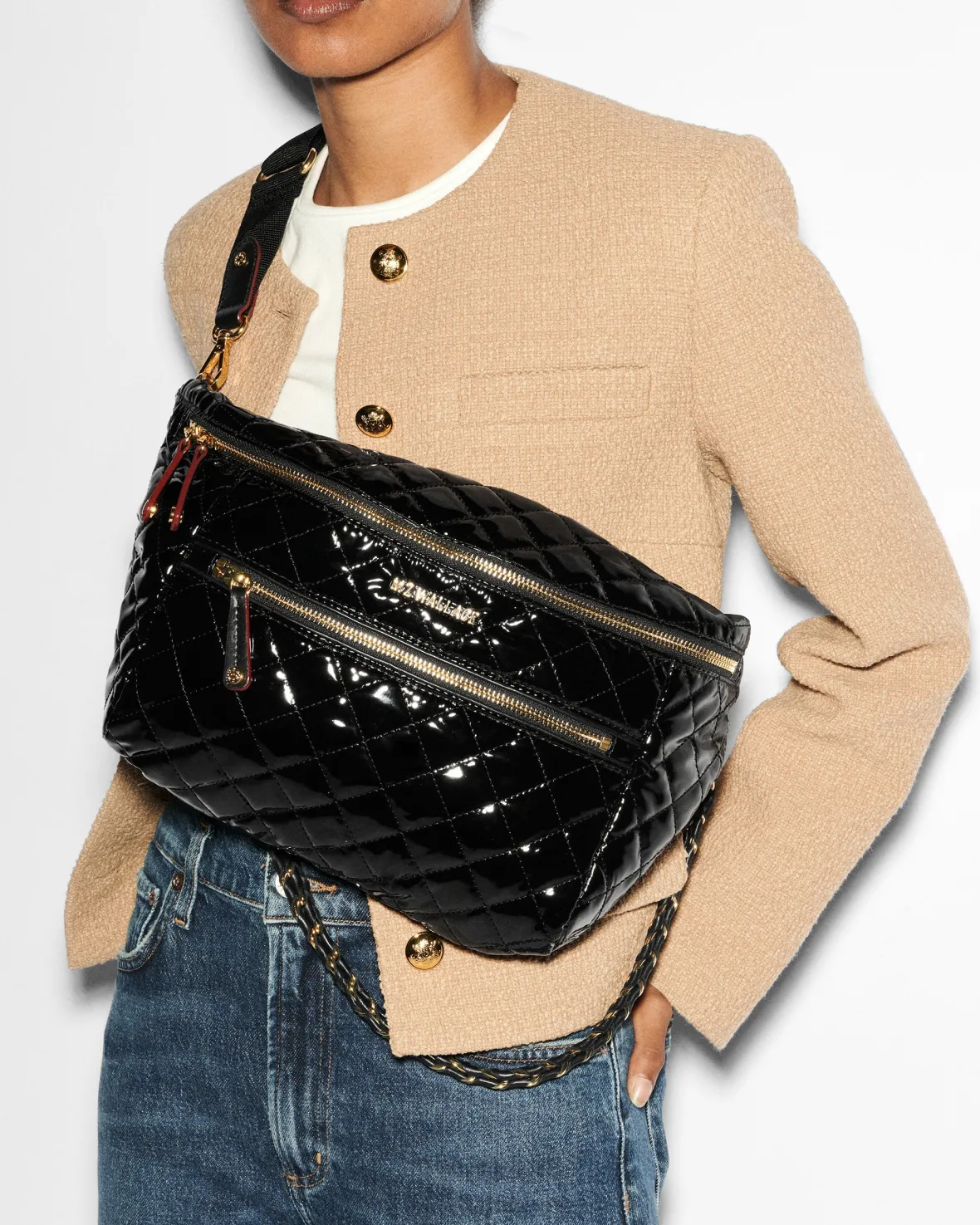 Crosby|Belt Bags & Slings<MZ Wallace Crosby Sling BlackLacquer