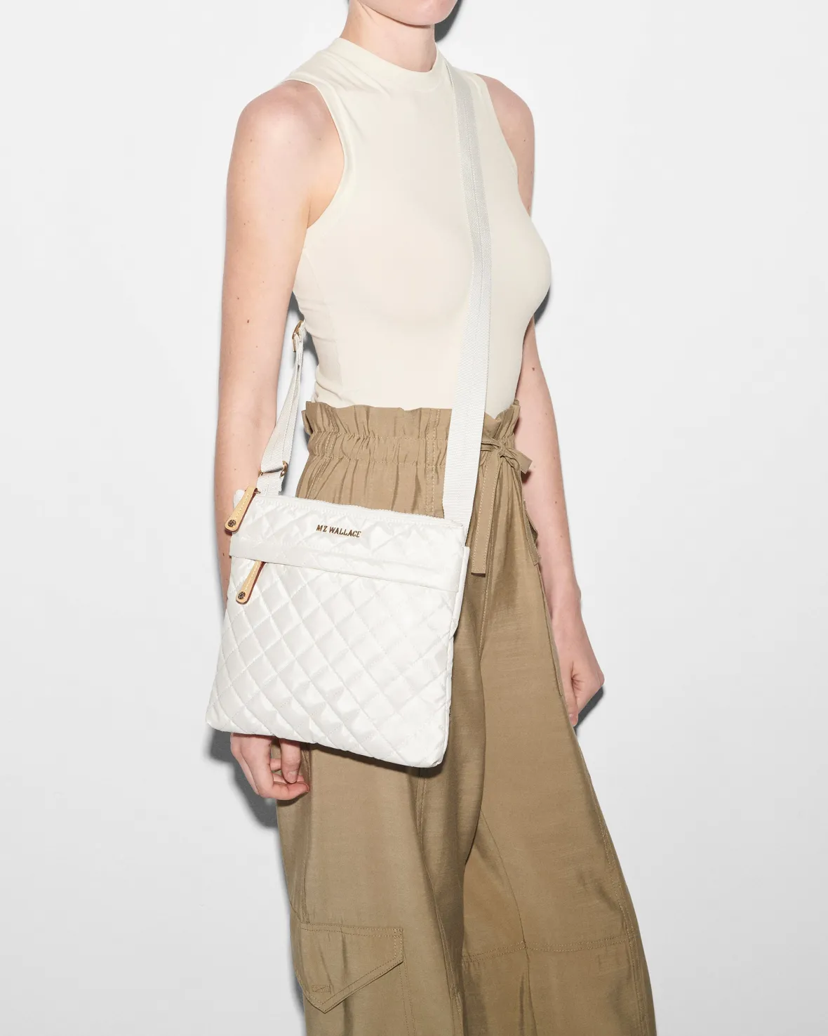 Metro|Crossbody<MZ Wallace Metro Flat Crossbody PearlMetallic