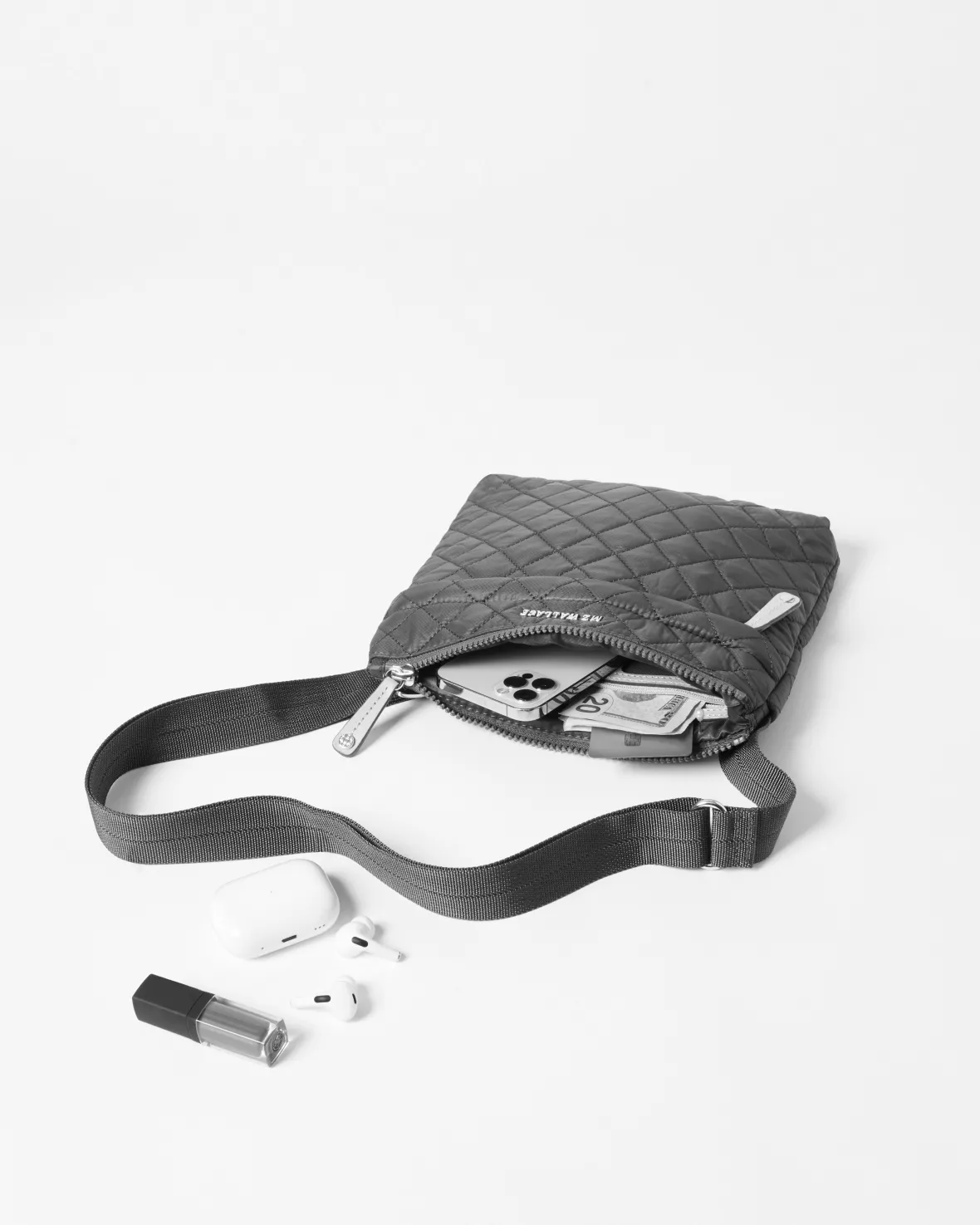 Metro|Crossbody<MZ Wallace Metro Flat Crossbody BlackLacquer