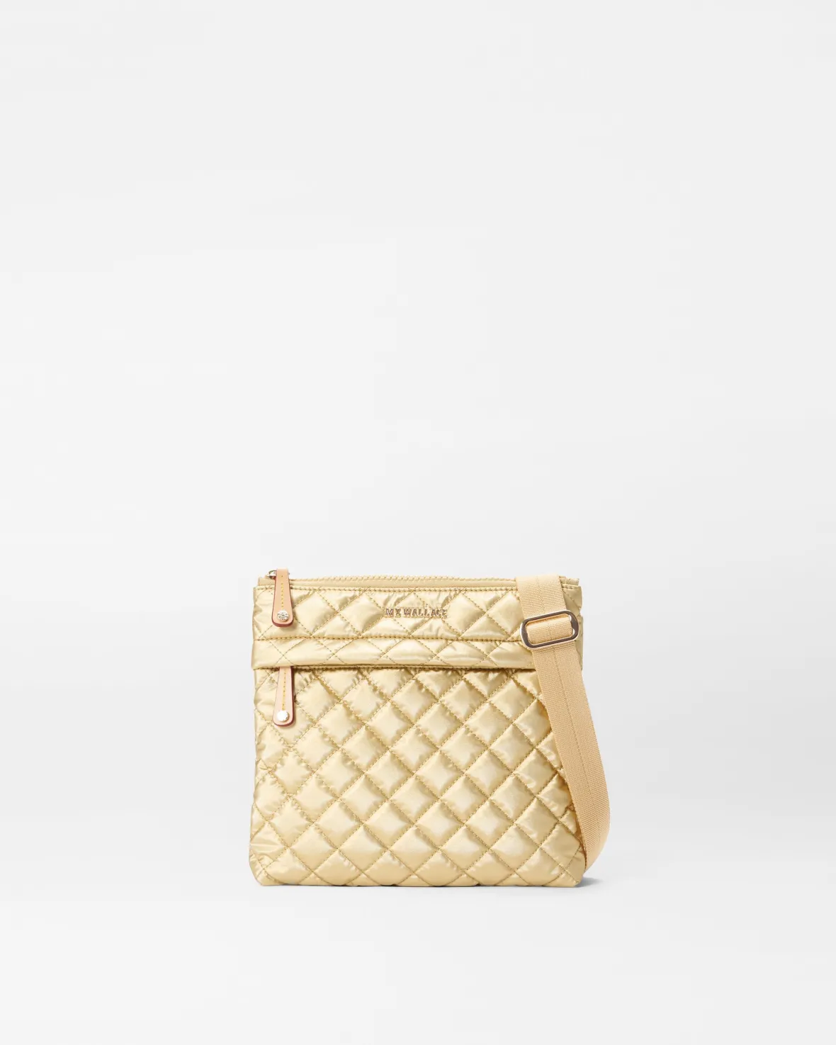 Metro|Crossbody<MZ Wallace Metro Flat Crossbody LightGoldPearlMetallic
