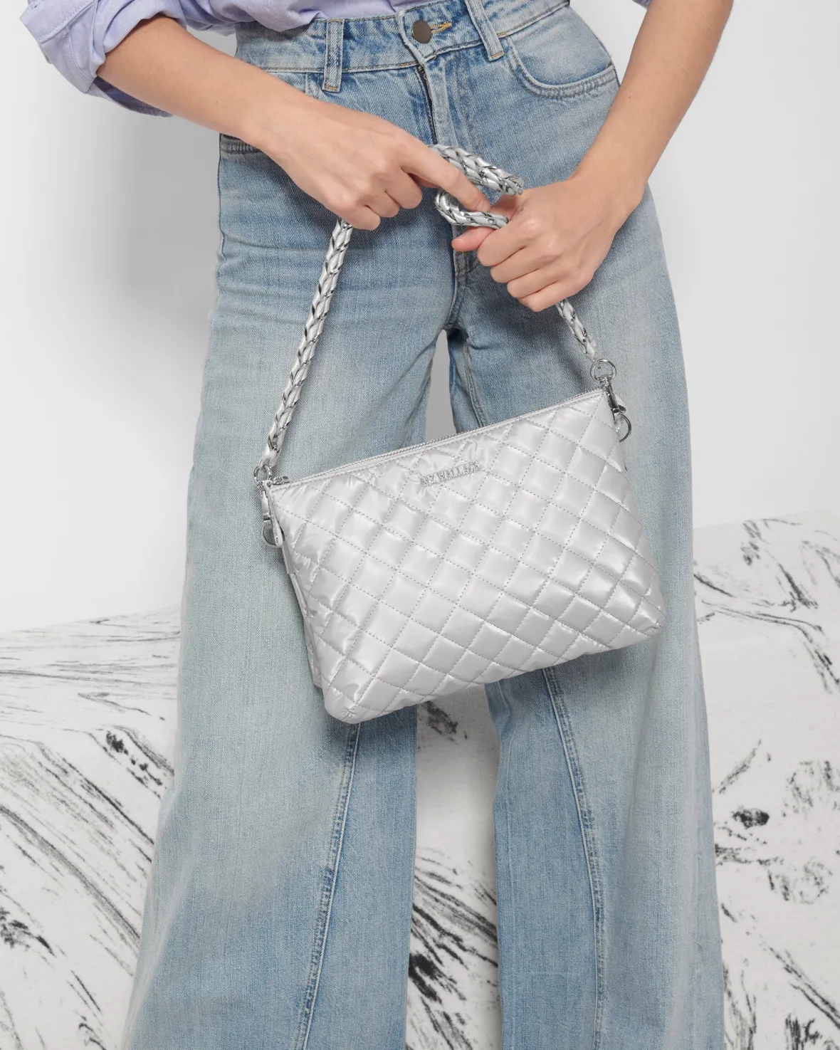 Crosby|Crossbody<MZ Wallace Large Crosby Pippa OysterMetallic