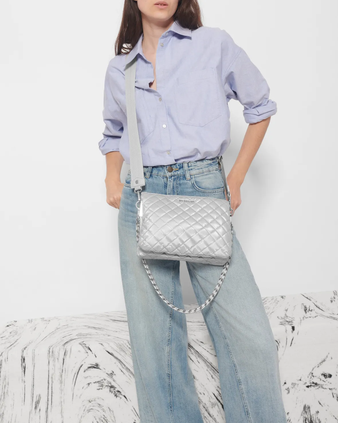 Crosby|Crossbody<MZ Wallace Large Crosby Pippa OysterMetallic