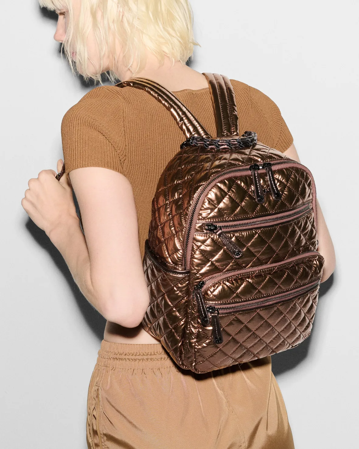 Crosby|Backpacks<MZ Wallace Small Crosby Backpack CopperMetallicLacquer