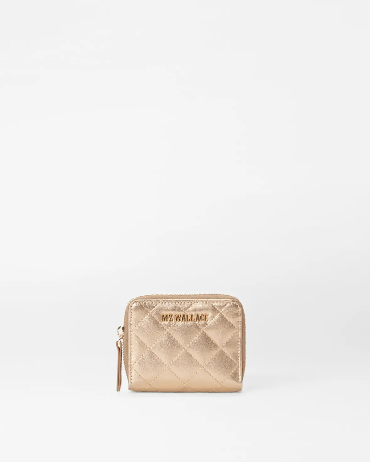 Accessories|MZW Exclusives<MZ Wallace Small Zip Round Wallet HoneyMetallicLeather