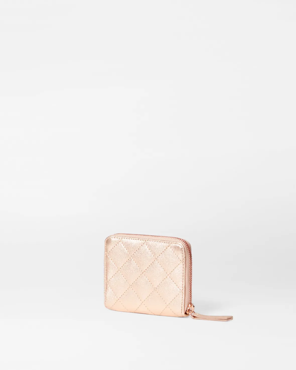 Accessories<MZ Wallace Small Zip Round Wallet RoseGoldMetallicLeather