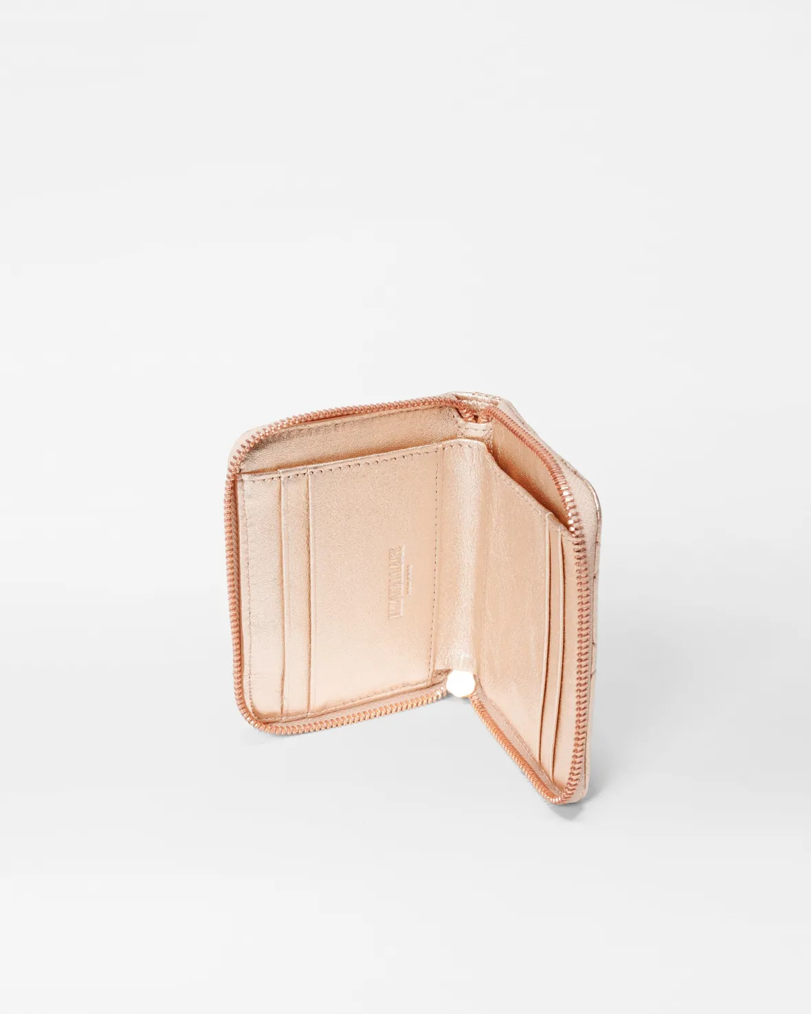 Accessories<MZ Wallace Small Zip Round Wallet RoseGoldMetallicLeather