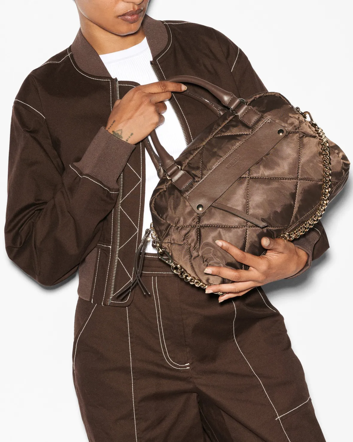 Madison<MZ Wallace Quilted Madison Satchel Walnut