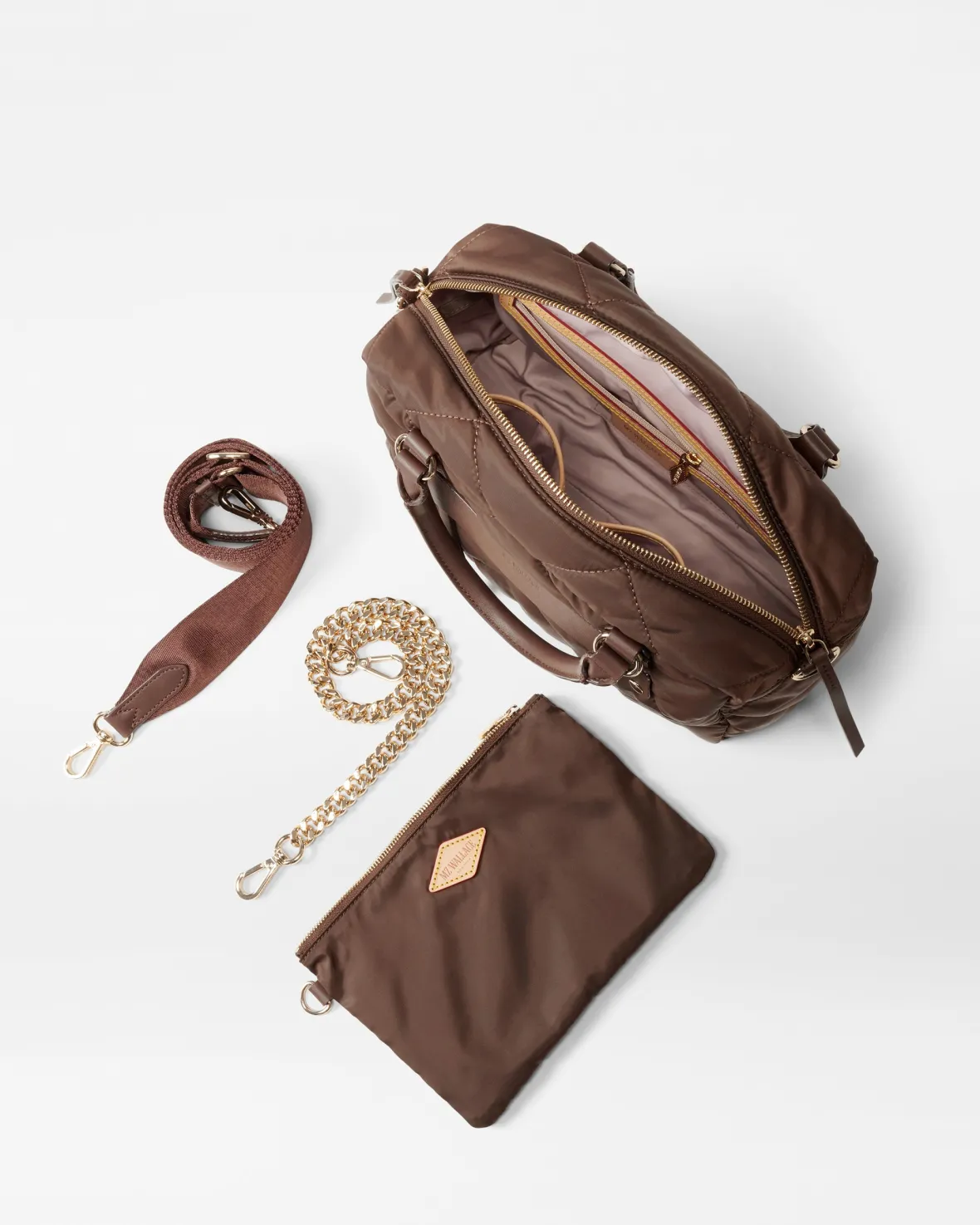 Madison<MZ Wallace Quilted Madison Satchel Walnut