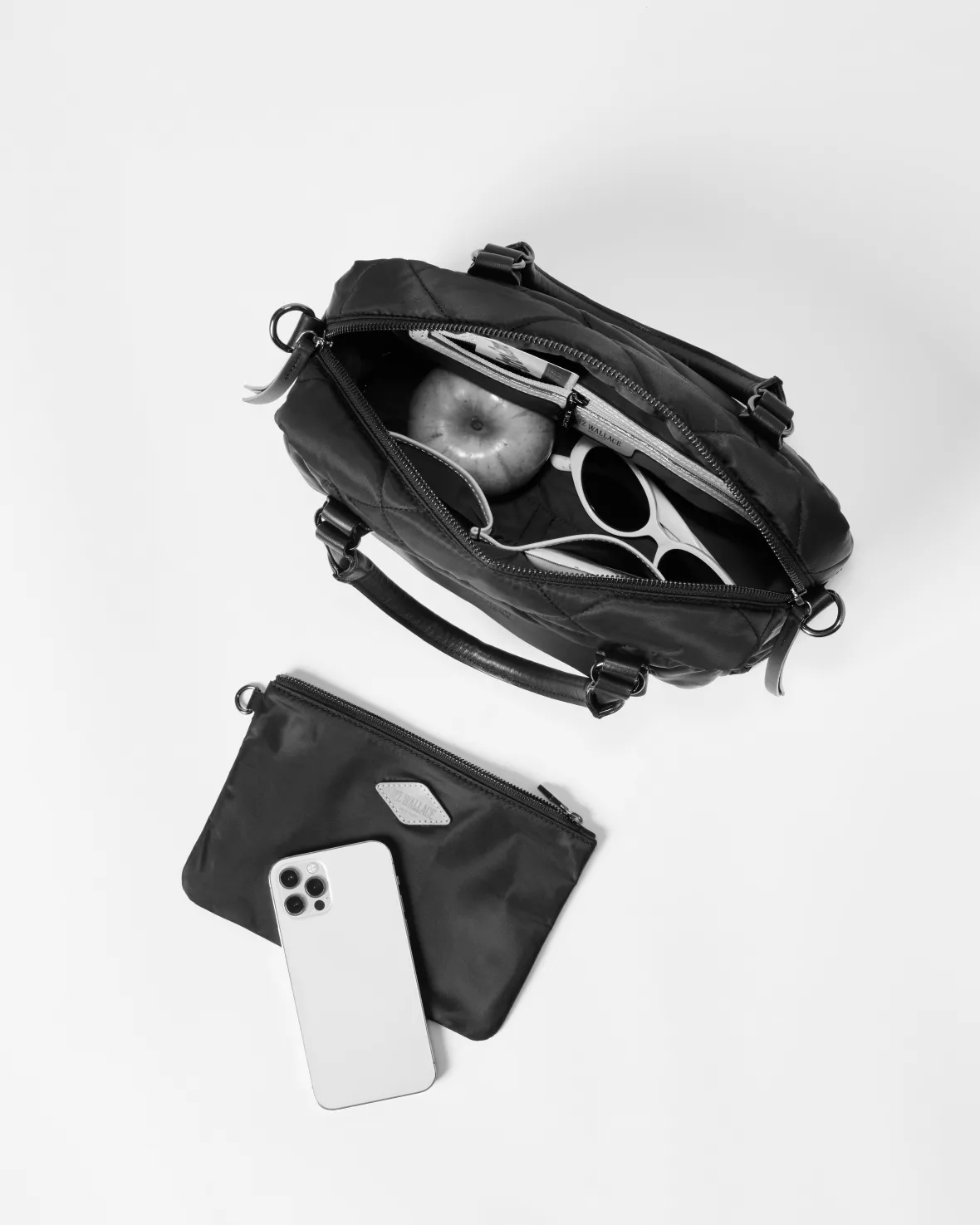 Madison|Shoulders<MZ Wallace Quilted Madison Satchel MatteSilver