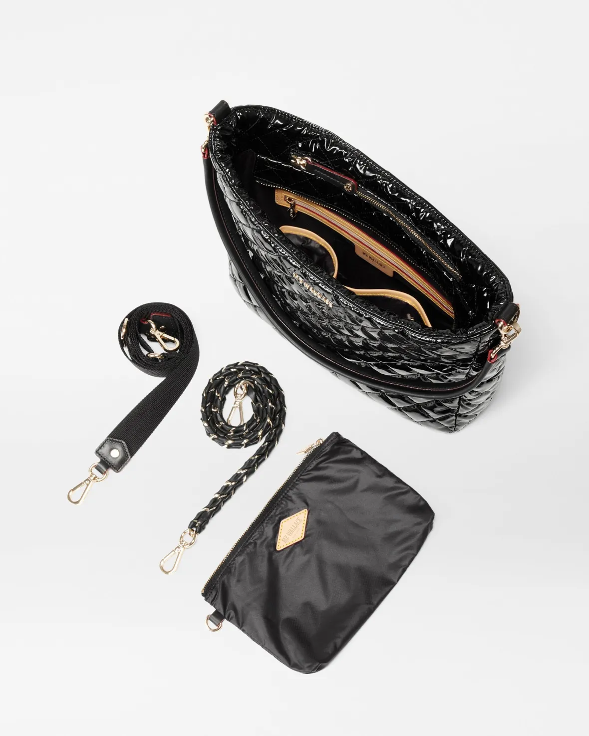 Crosby|Shoulders<MZ Wallace Crosby Hobo BlackLacquer