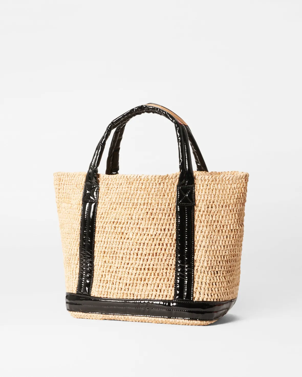 Raffia|Totes<MZ Wallace Small Raffia Tote Raffia/BlackLacquer