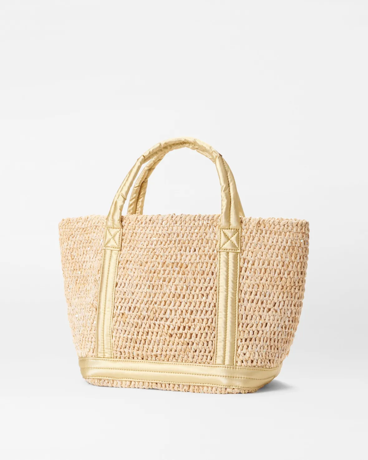 Raffia|Totes<MZ Wallace Small Raffia Tote SequinRaffia/LightGoldPearlMetallic