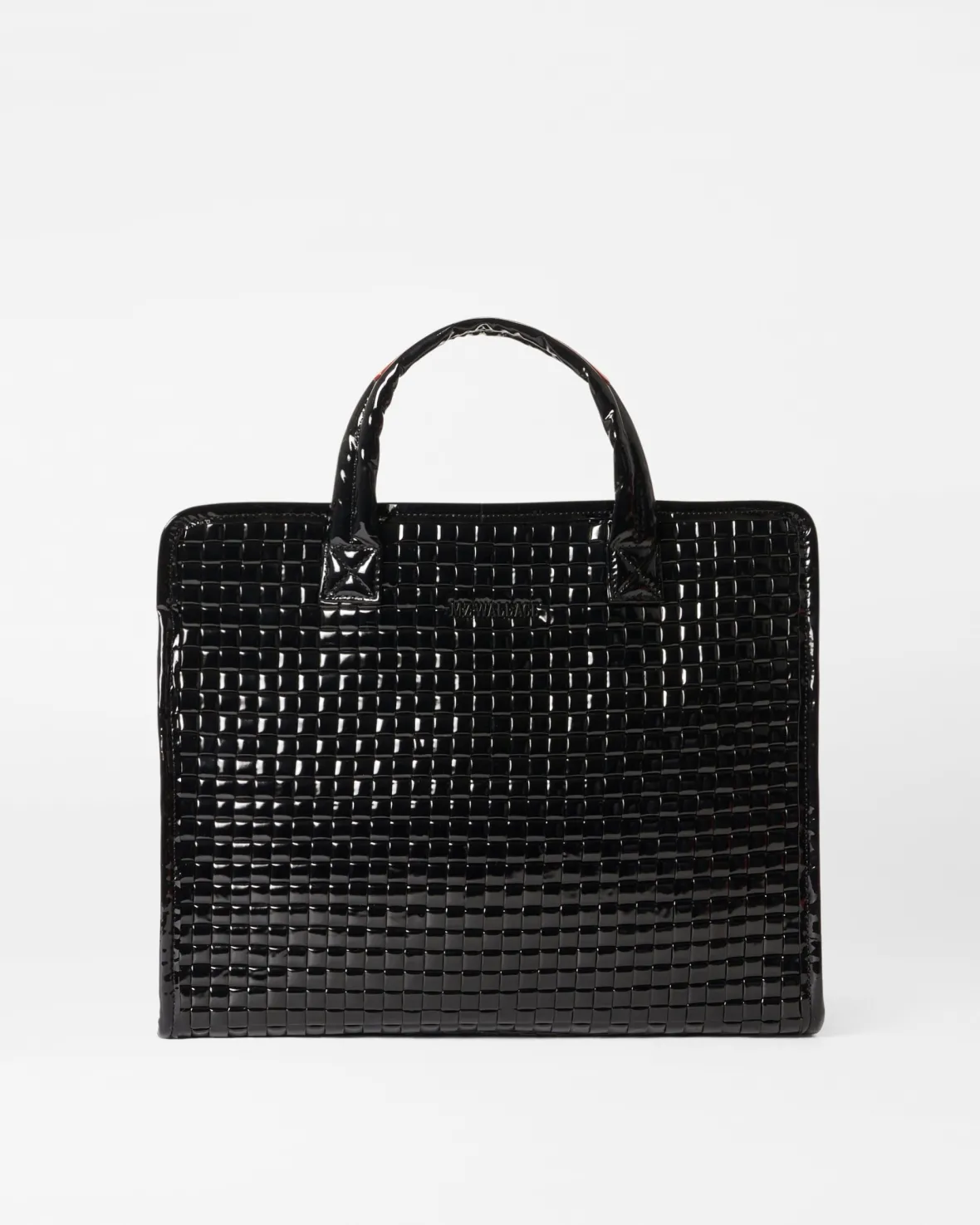 Totes<MZ Wallace Medium Woven Box Tote BlackLacquer