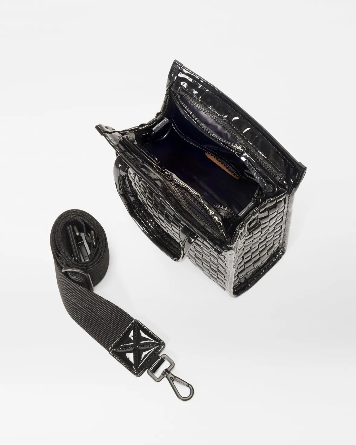 Totes<MZ Wallace Micro Woven Box Tote BlackLacquer