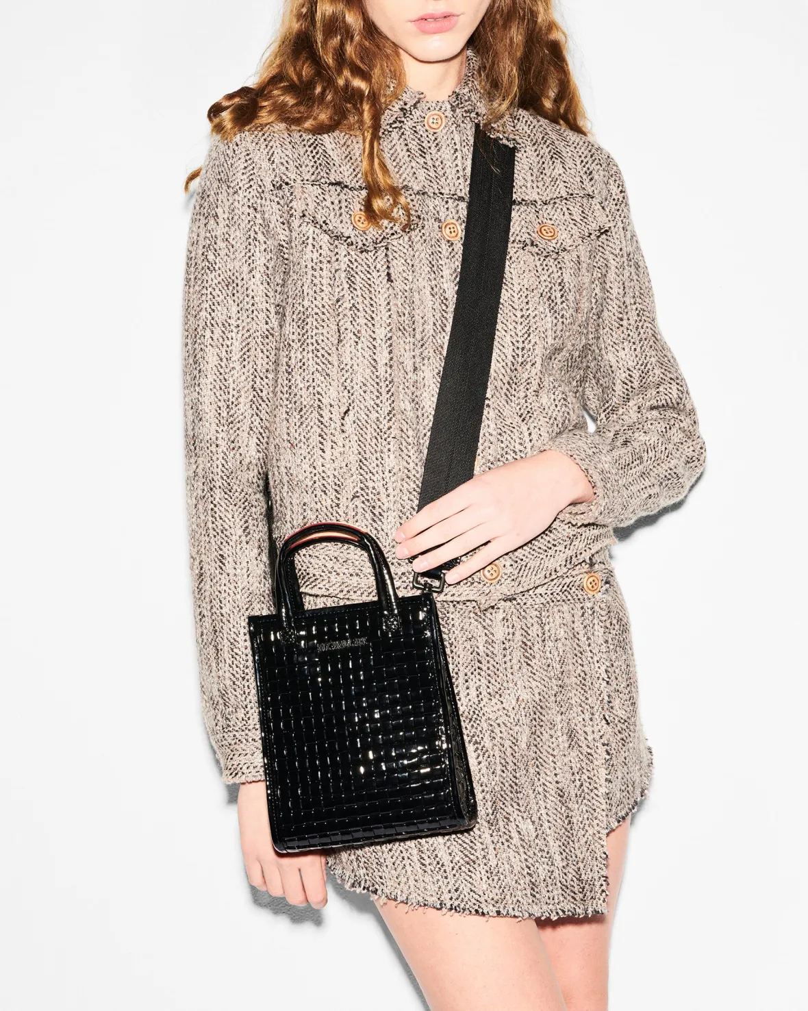 Totes<MZ Wallace Micro Woven Box Tote BlackLacquer