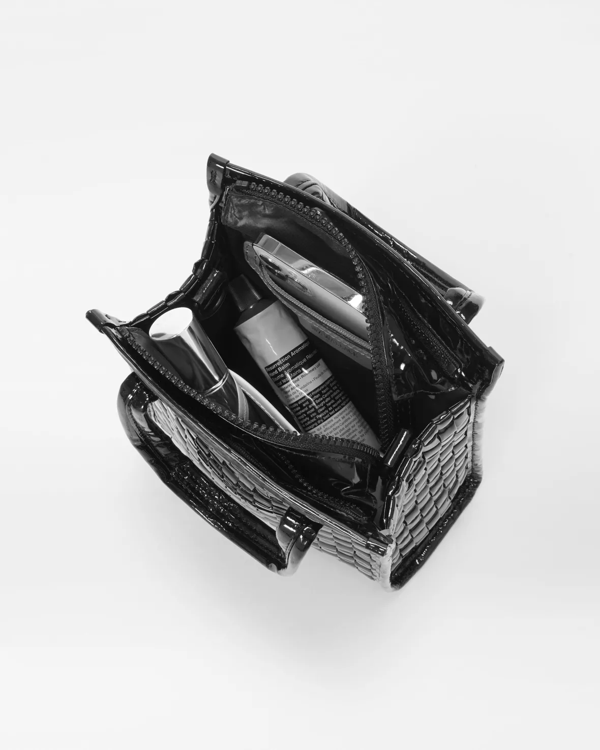 Totes<MZ Wallace Micro Woven Box Tote BlackLacquer
