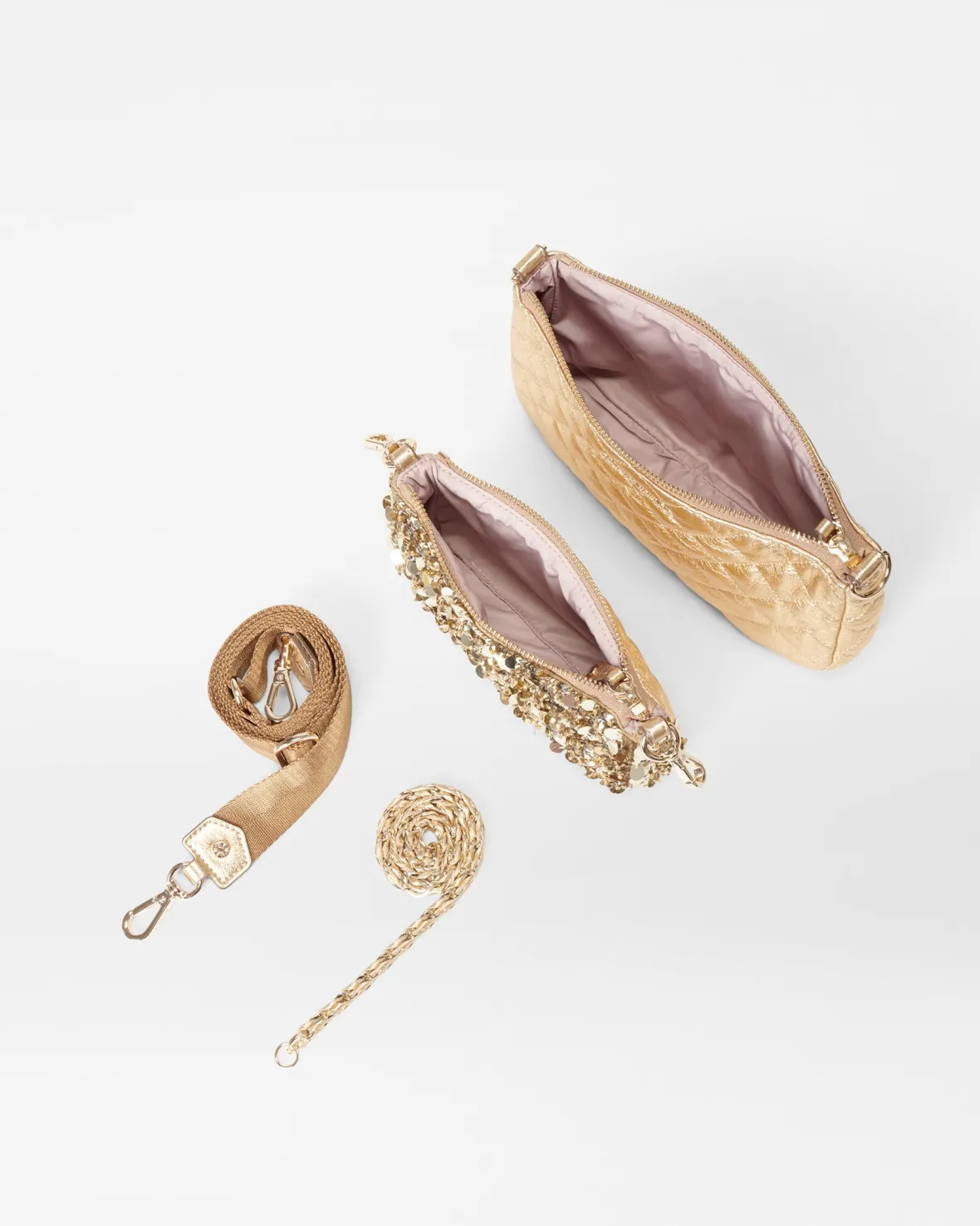 Crossbody<MZ Wallace Crosby Convertible Crossbody GoldMultiSequin