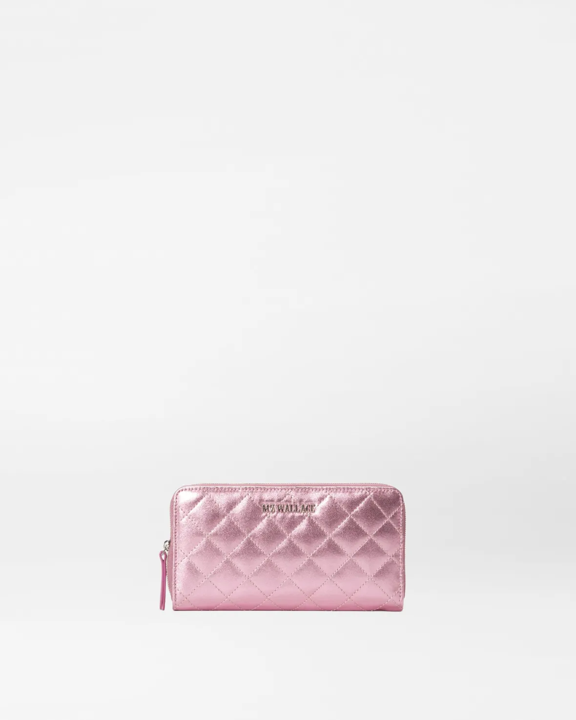 Accessories|MZW Exclusives<MZ Wallace Long Zip Round Wallet RoseMetallicLeather