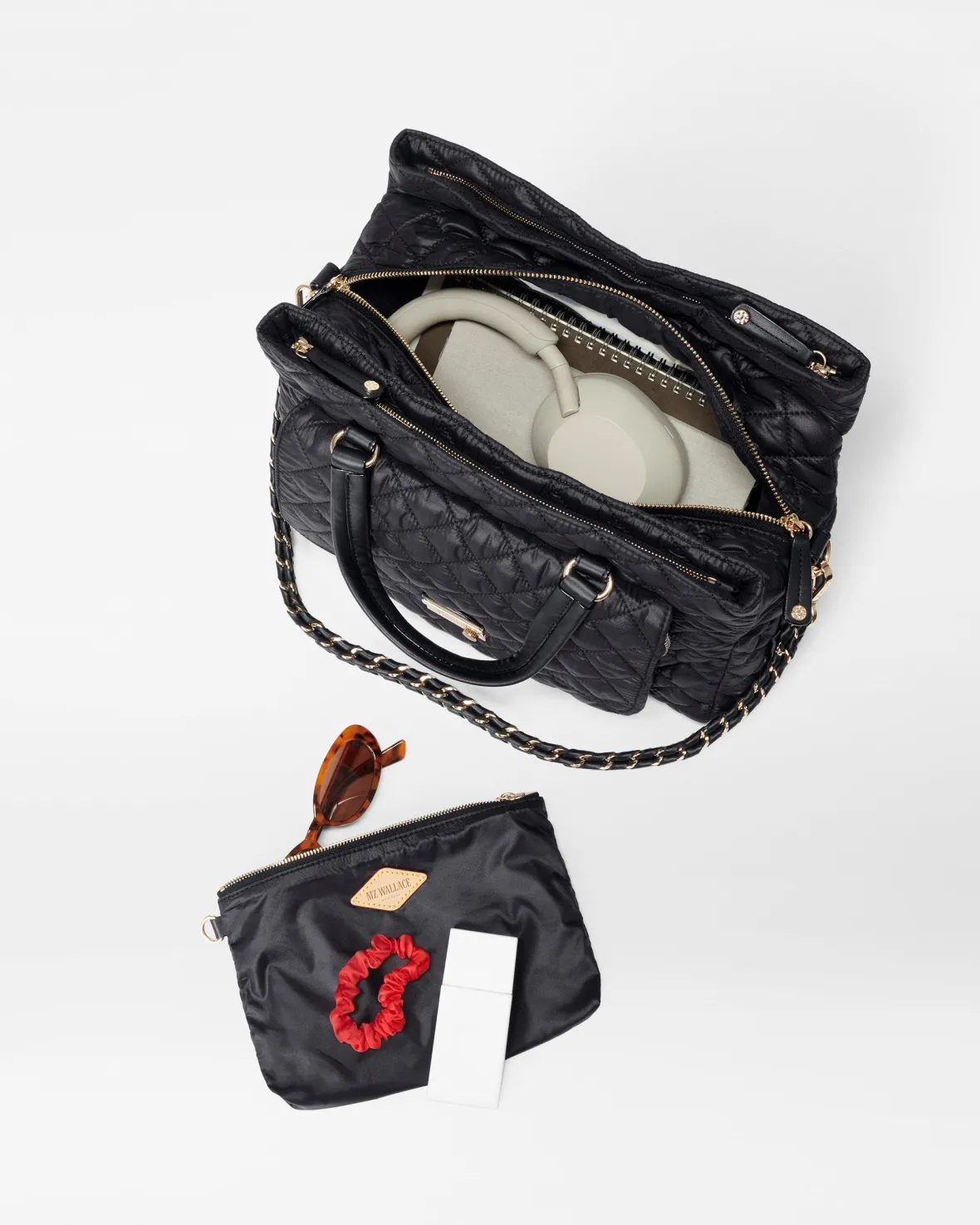 Work|Shoulders<MZ Wallace Crosby Lock Satchel Black