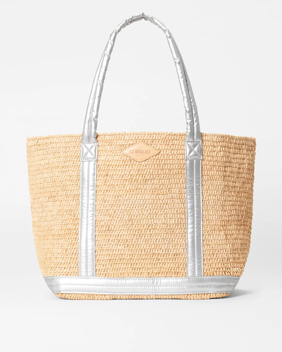 Raffia|Totes<MZ Wallace Medium Raffia Tote MatteSilver