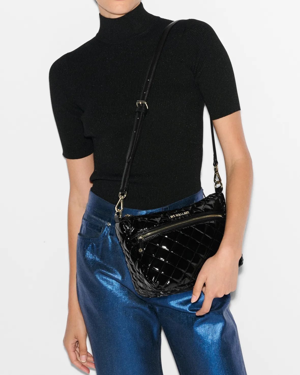 Crosby|Crossbody<MZ Wallace Crosby Ella Crossbody BlackLacquer