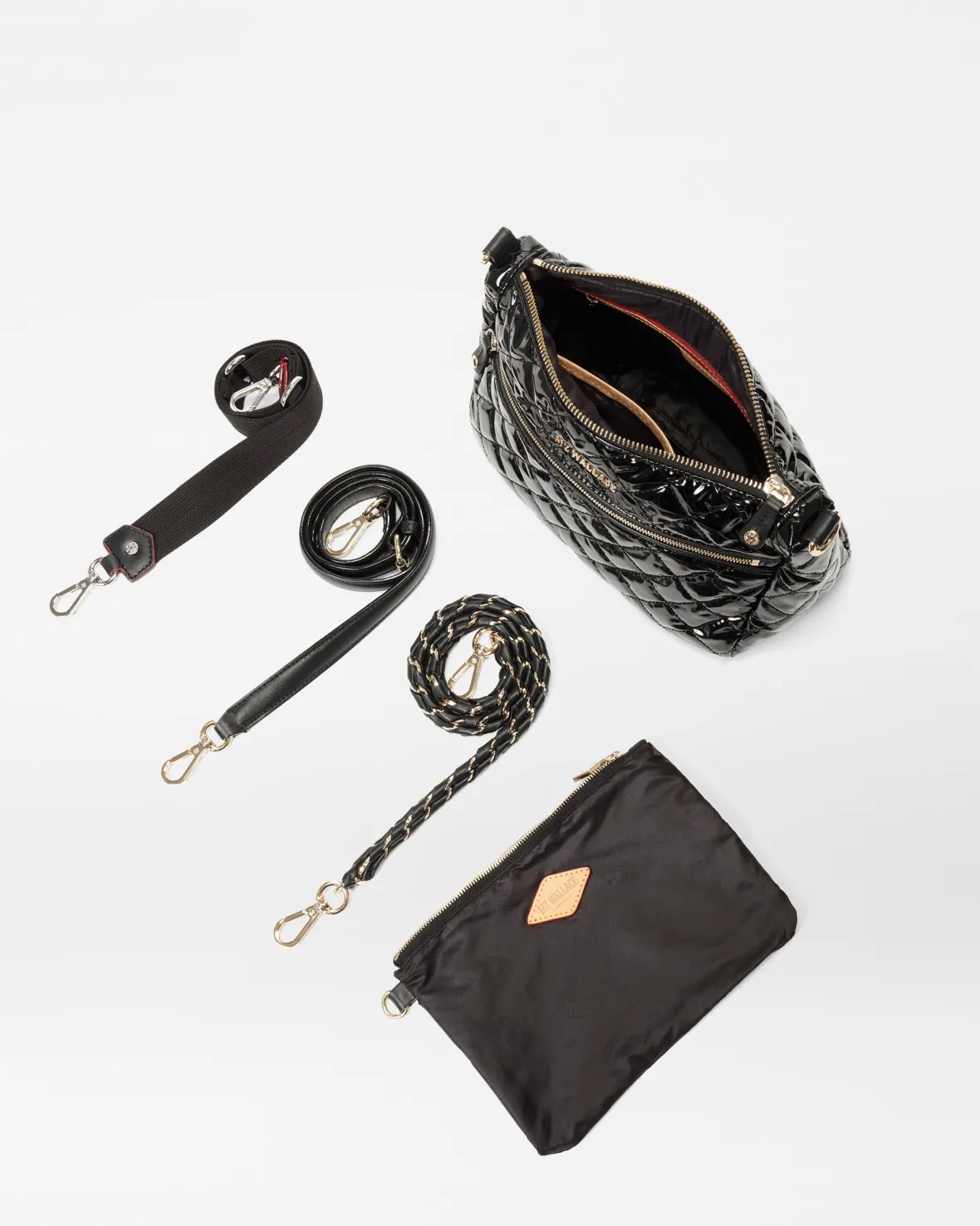 Crosby|Crossbody<MZ Wallace Crosby Ella Crossbody BlackLacquer