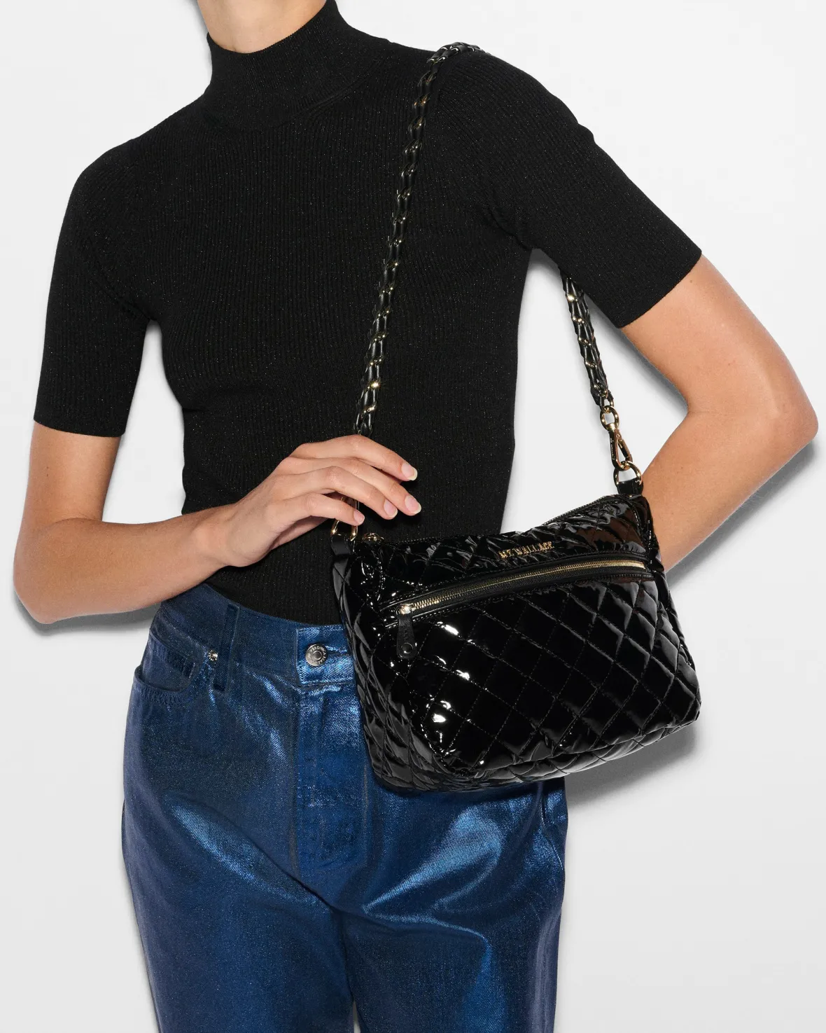 Crosby|Crossbody<MZ Wallace Crosby Ella Crossbody BlackLacquer