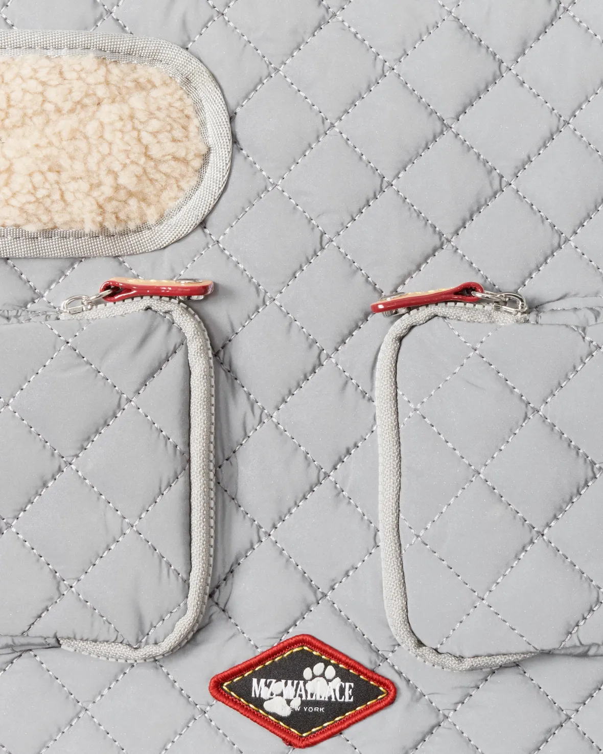 Accessories<MZ Wallace Medium MZW Dog Coat SilverReflectiveW/TanSherpa