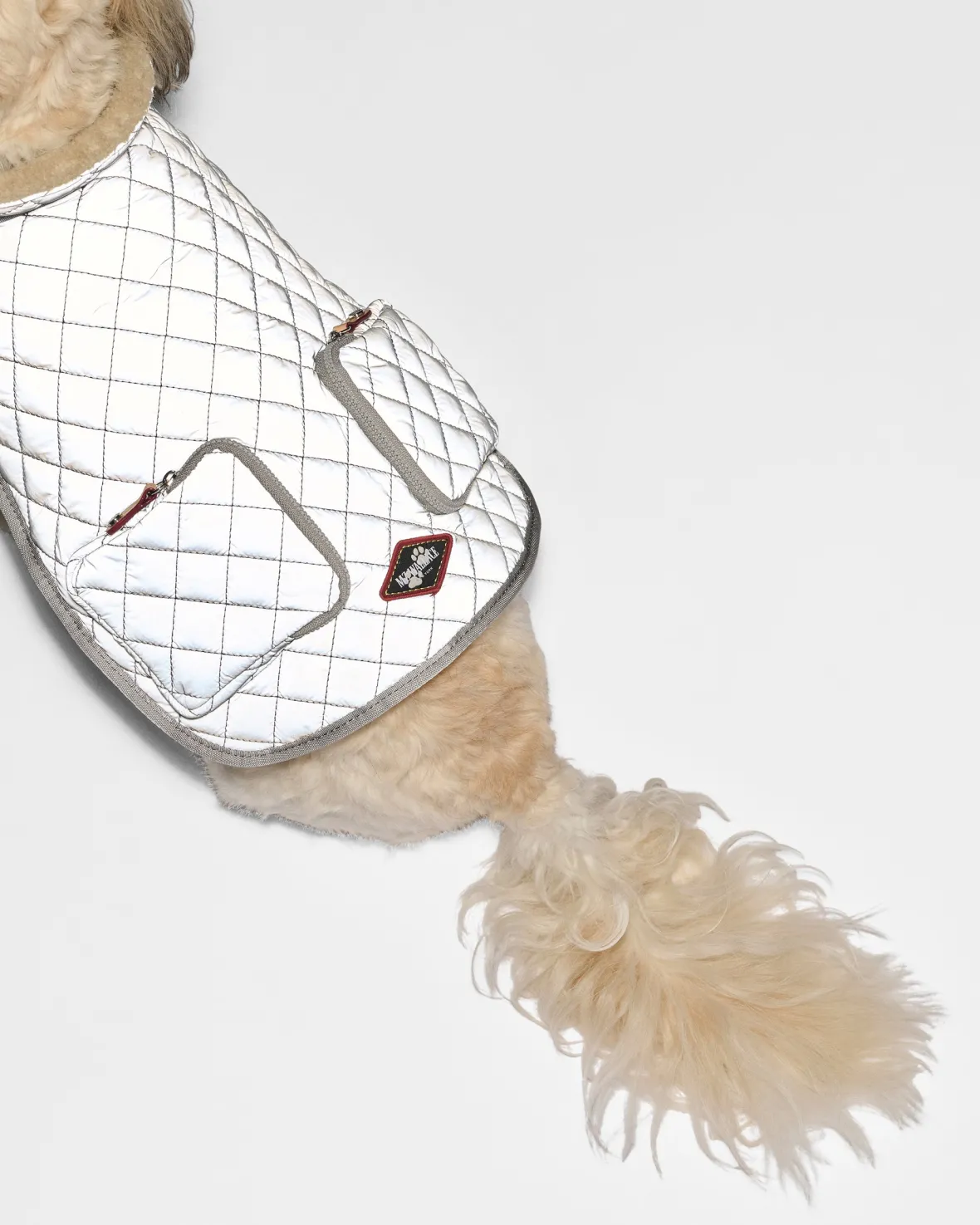 Accessories<MZ Wallace Medium MZW Dog Coat SilverReflectiveW/TanSherpa