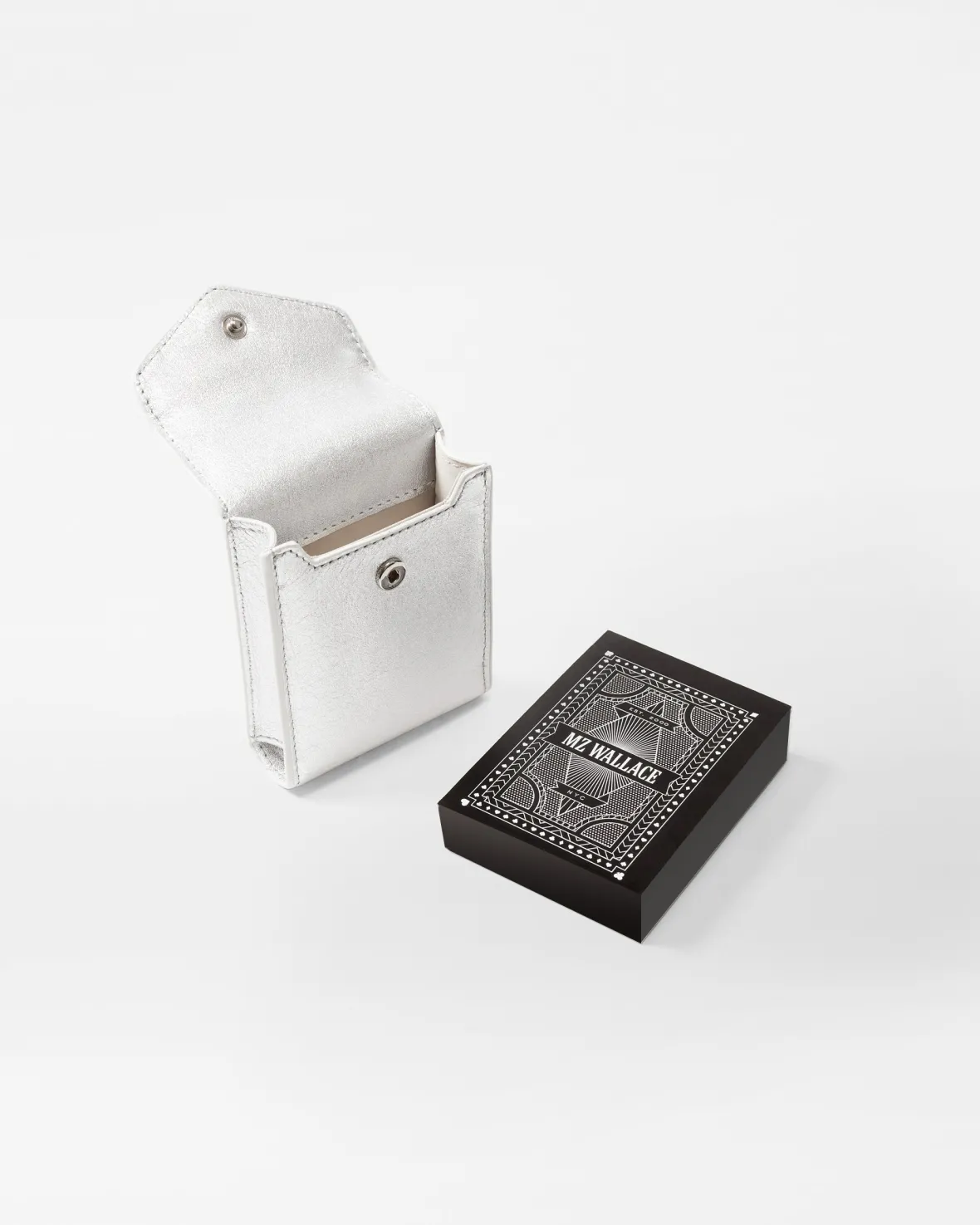 Accessories<MZ Wallace MZW Playing Card Set SilverMetallicLeather